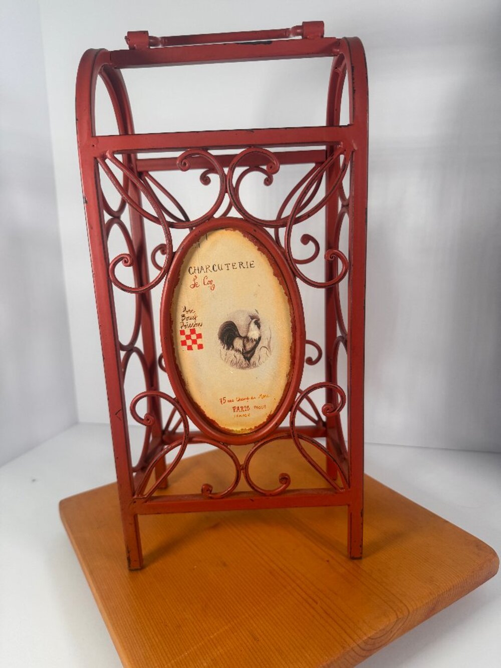 Red Farmhouse Wrought Iron Wine Rack